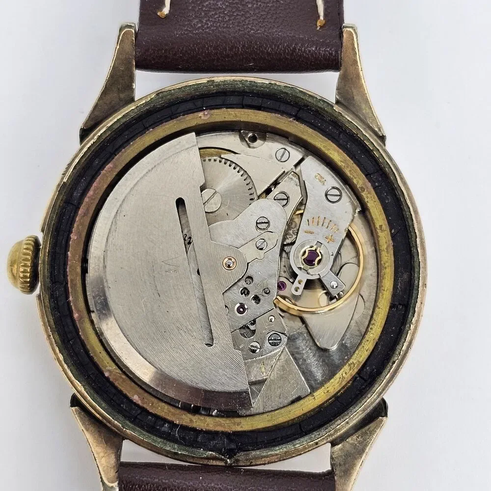 VTG Chrysler Men’s Automatic Watch‎ 34MM Gold Dial Brown Bands READ DESCRIPTION